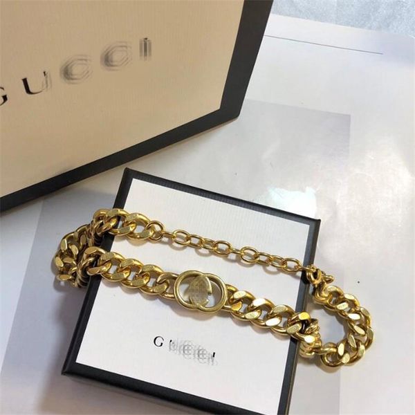 

2020 designer retro letter ladies bracelet ins fashion hollow chain necklace fashion personality charm women bracelet jewelry, Black