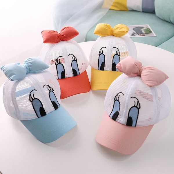 

bida children's hat butterfly baseball bowknot duck full mesh breathable cap summer new baby baseball cap sunshade korean version, Blue;gray