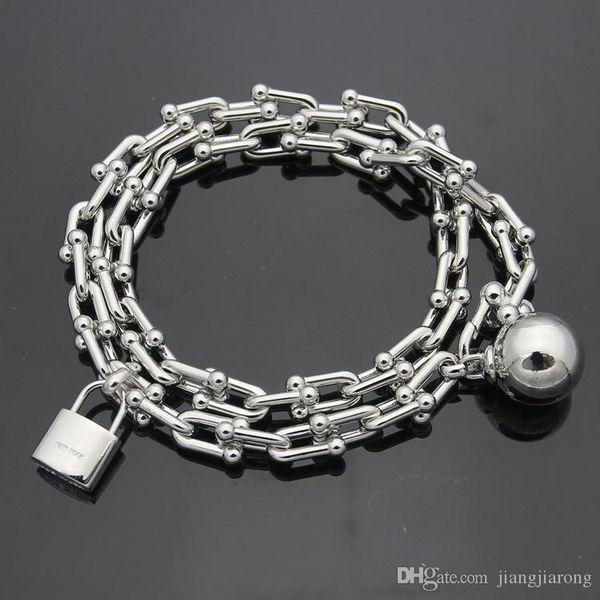 

z10 t family ball u shape double bracelet fashion brand bracelets for lady design women party wedding lovers gift stainless steel have logo, Black