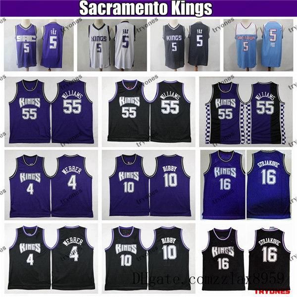 

сакраменто нба kings город de'aaron fox 5 basketball джерси vintage джейсон уильямс стоякович chirs webber майк бибби, Black;red