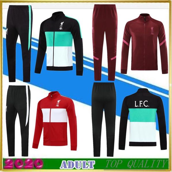 

2020-21 soccer tracksuit jacket set survetement 2020 2021 men's long sleeve zipper jacket football shirt set uniform, Black