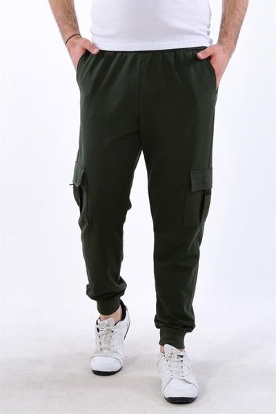 

men sweatpants khaki cargo pocket 2490, Black