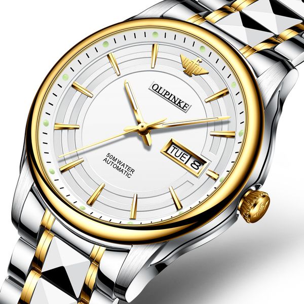 

switzerland classic mens watches oupinke automatic watch sapphire glass clocks men mechanical wristwatches, Slivery;brown