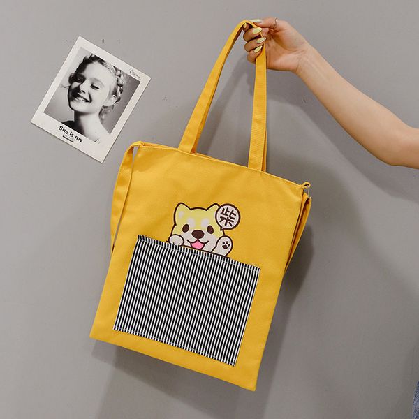 

cute large-capacity canvas female bag ins on new women's single shoulder messenger handbag student cram bag handbag