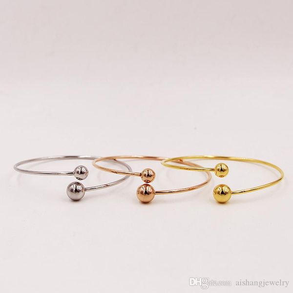 

pb64 new fashion big and small steel balls beautiful gold plate bangle for gift ing, Black