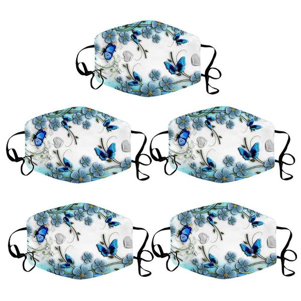 

5 pcs cotton face maks reusable 2020 animal print maks breathable cloth mouth maskking dustpoor faceshield mascarillas bandana, Black