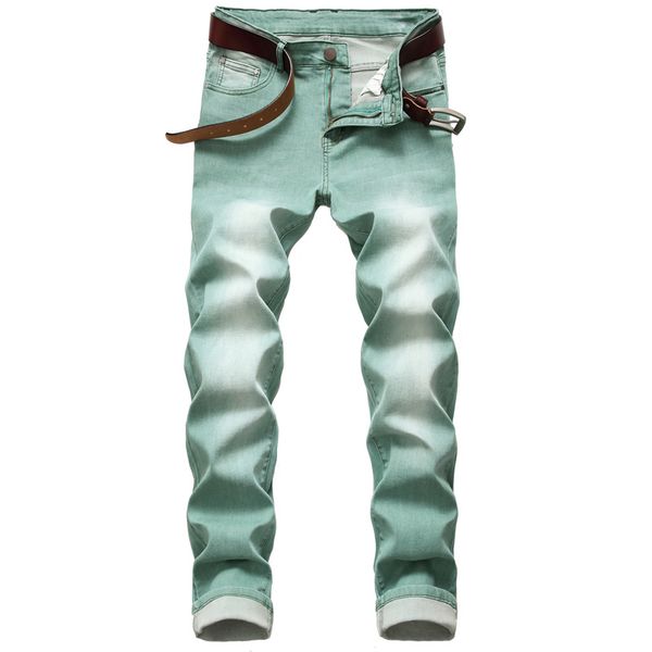 

men's jeans green 2021 fashion skinny casual design streetwear men, Blue