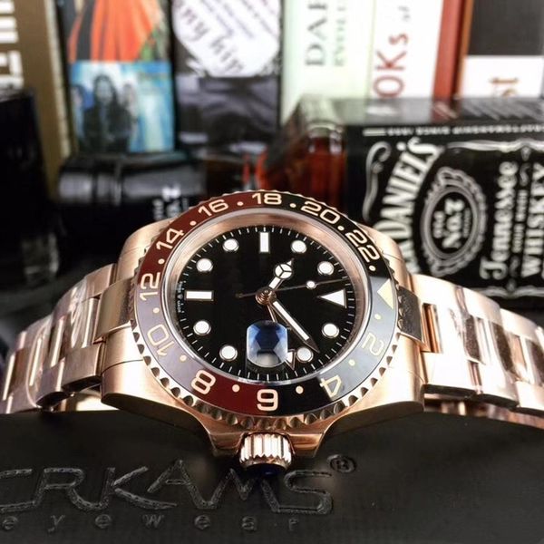 

2020 new rose gold gmt2 v3 version mens watch automatic movement ceramic rotating bezel sapphire glass steel strap wristwatch, Slivery;brown