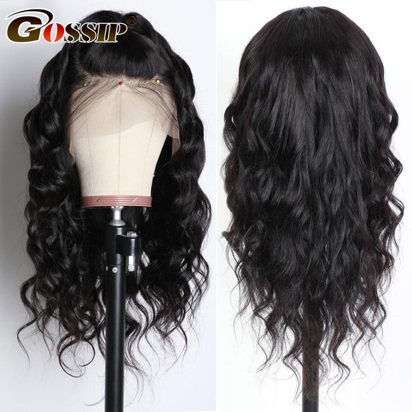 

body wave wig glueless full lace wigs brazilian remy hair lace front human hair wigs with baby hair gossip for women pre-plucked, Black