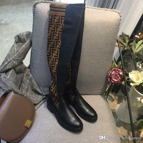 

new knitted women boots imported first-layer cowhide knitted fabric inner sheepskin rubber non-slip bottom heel height 4cm size 35-41, Black