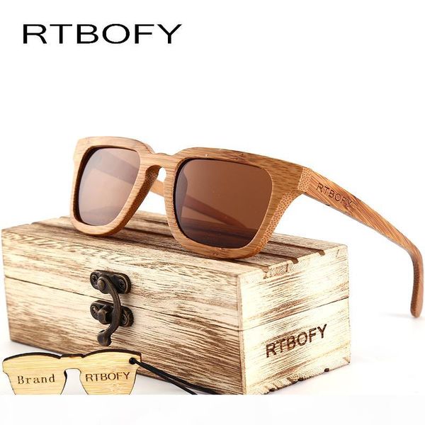 

rtbofy 2017 wood sunglasses men square bamboo sunglasses vintage wood hd lens frame handmade sun glasses for men eyewear oculos, White;black