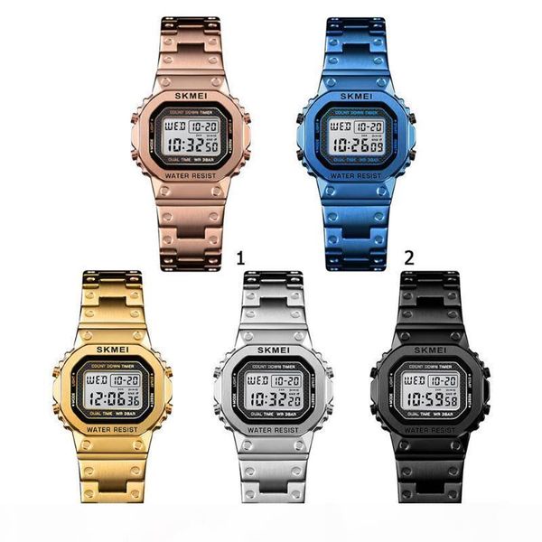 

skmei бизнес женщина спорт электронные часы водонепроницаемые цифровые наручные часы, Slivery;brown