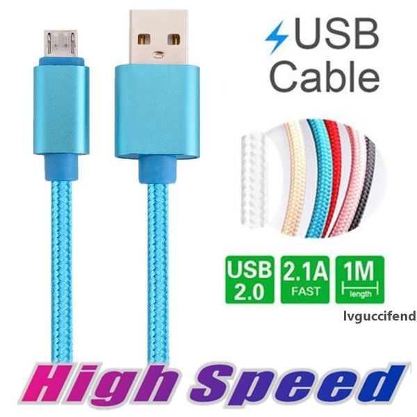 

3ft/6ft/10ft 2.1a micro usb cable metal nylon braided wire usb charger sync cable mobile phone usb for samsung galaxy android smart phone