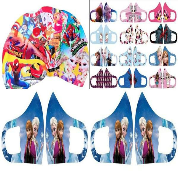 

stretch mask kids face mask cloth cartoon character face cover nose face mouth protection dhl washable reusable mask ecuro toys2008, Black