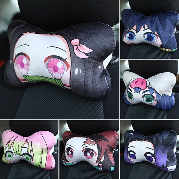 

25 * 15см demon slayer kimetsu нет yaiba tanjiro nezuko безопасности автомобиля подголовник автокресло глава шея отдых подушка подголовник p