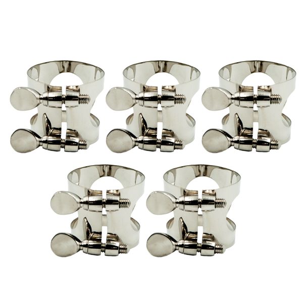 

5 pieces saxophone mouthpiece clamp ligature clip for sax lover players, silver
