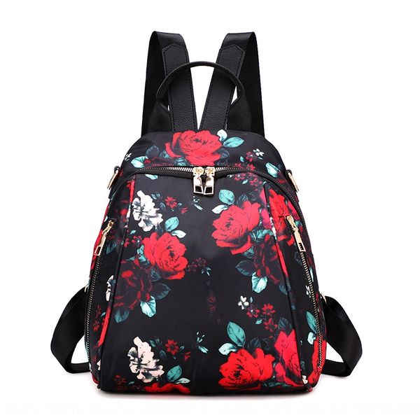 

women 2020 new korean fashion printing waterproof backpack nylon bag large capacity portable outdoor travel backpack, White