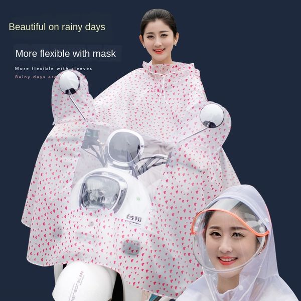 

single riding raincoat electric cloak bicycle bicycle battery car raincoat one-piece transparent poncho, Black