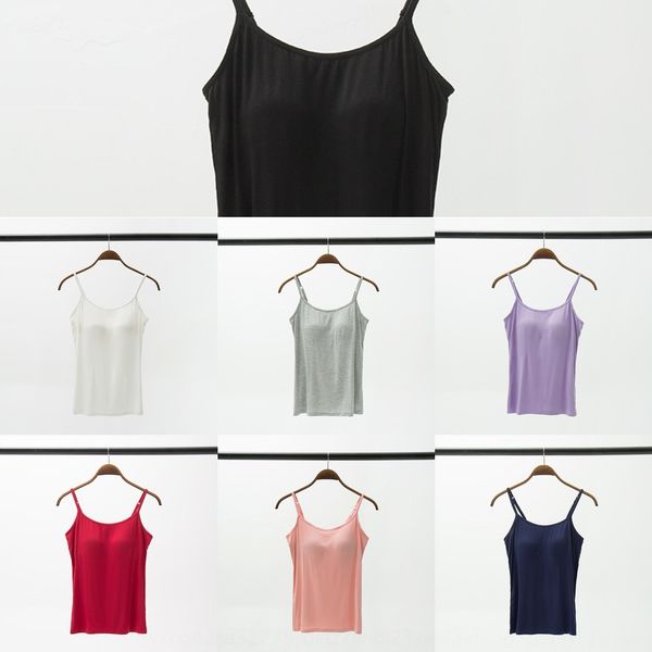 

non-steel ring yoga modal base camisole outer wear underwear shirt cup integrated camisole base shirt for women, White