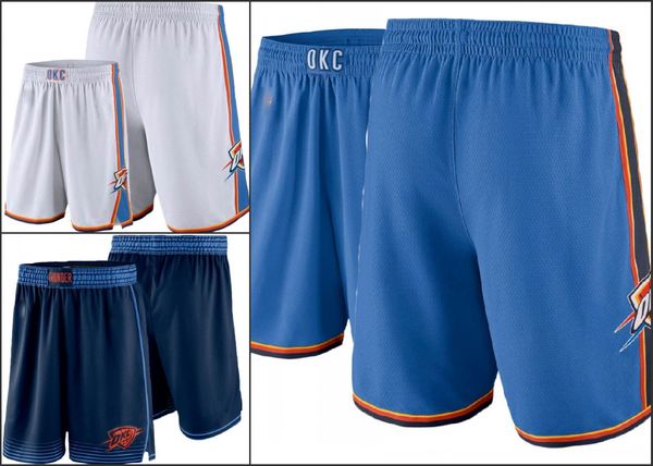 

oklahoma city thunder men white navy blue nba swingman basketball shorts, Black