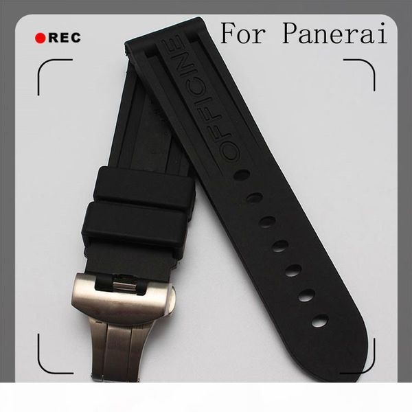 

топ-качество водонепроницаемый резиновый силиконовый ремешок 24мм 26мм черные мужские ремешки для наручных часов для pam111 с оригинальной п, Black;brown