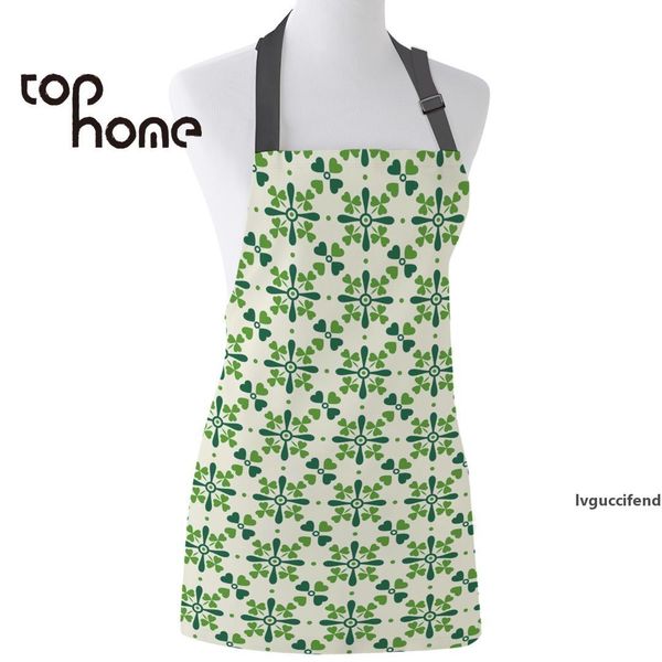 

ome kitchen apron clover plants printed adjustable sleeveless canvas aprons for men women kids home cleaning tools