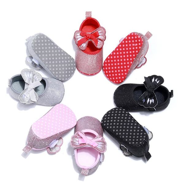 

children four season shoes mesh bow toddler baby girls sequin crib shoe trend casual glitter bowknot dress athletic & outdoor, Black