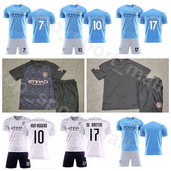 

manchester 20 21 soccer city 7 raheem sterling jersey set 20 bernardo silva 19 leroy sane 14 aymeric laporte mahrez football shirt kits, Black