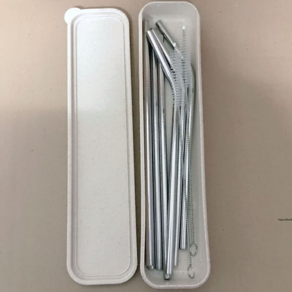 

9pcs/set with box eco-friendly stainless steel straw reusable drinking straw straight & bend & cleaning brush drinking tool straw food grade