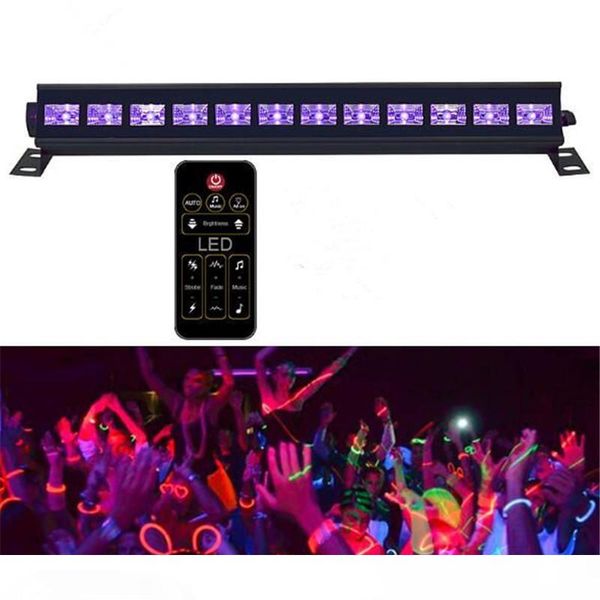 

10pcs 6led 9led 12led 18led 24led 4 mode remote control uv blacklight uv bar glow black light in the dark party birthday wedding stage light