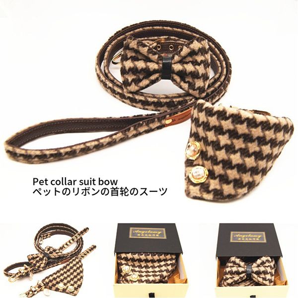 

2020 yellow houndstooth pet collar cat and dog universal collar pet supplies factory wholesale