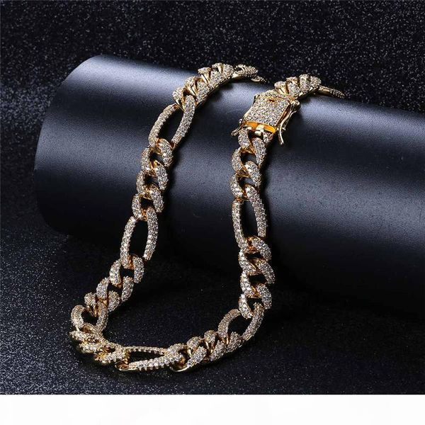 

iced out цепи 10мм роскошная mens ожерелье хип-хоп ювелирных изделий bling алмазная кубинский звено цепи рэпер hiphop подвески золото серебр, Silver