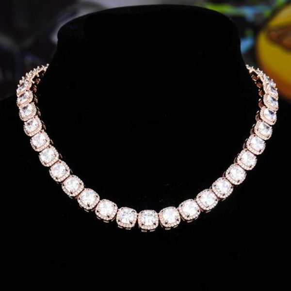 

новый позолоченные 18 22 дюймов iced out цирконий теннис цепи choker ожерелье rock sugar bijoux hip hop rapper ювелирные подарки для мужчин, Silver