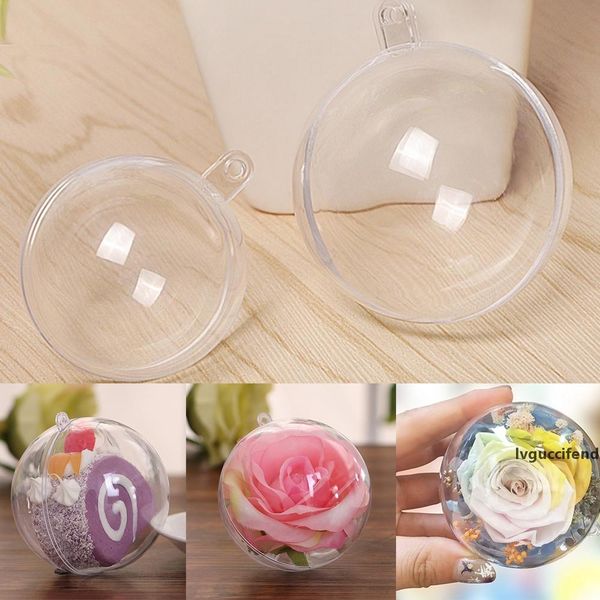 

10pcs christmas tress hanging decorations round ball transparent open plastic clear ornament kids diy party supplies gift box