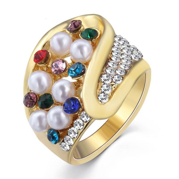 

new antique engagement 3a zircon ring classic gold-color crystal pearl women wedding finger ring