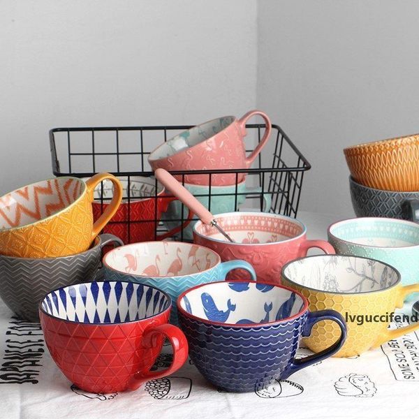 

creative ceramic coffee mug personality hand-painted mug milk cup breakfast cup for family cafe t200506
