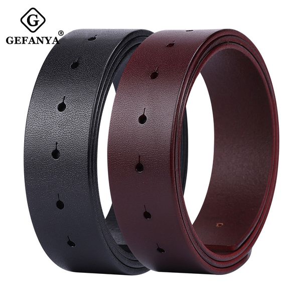 

gefanya men belt genuine leather without buckle adjustable smooth buckle belt cowskin leather strap body pure cowhide waistband, Black;brown