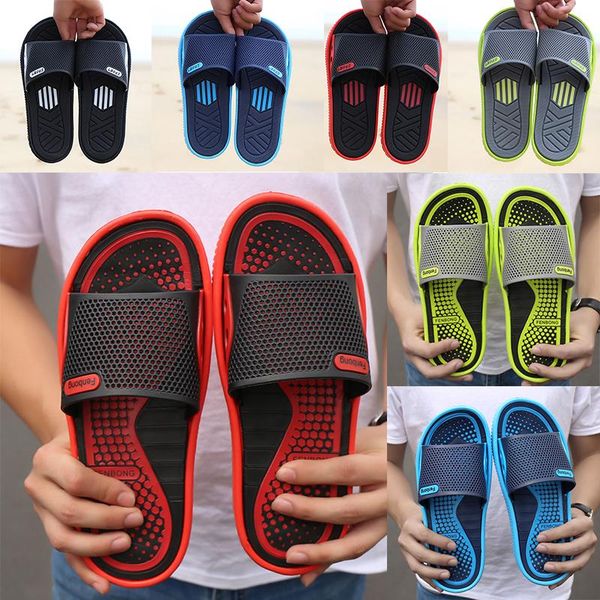 

styles slippers men shoes beach shoes breathable word drag summer massage bottom outdoor sports and leisure non-slip sandals and slippers, Black