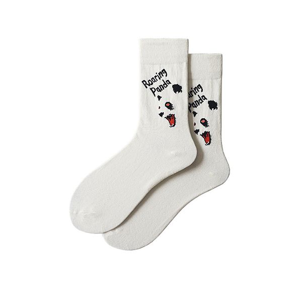 

panda men's sock cartoon man socks white crew casual cotton lovers sox autumn winter classic fashion skarpetki, Black