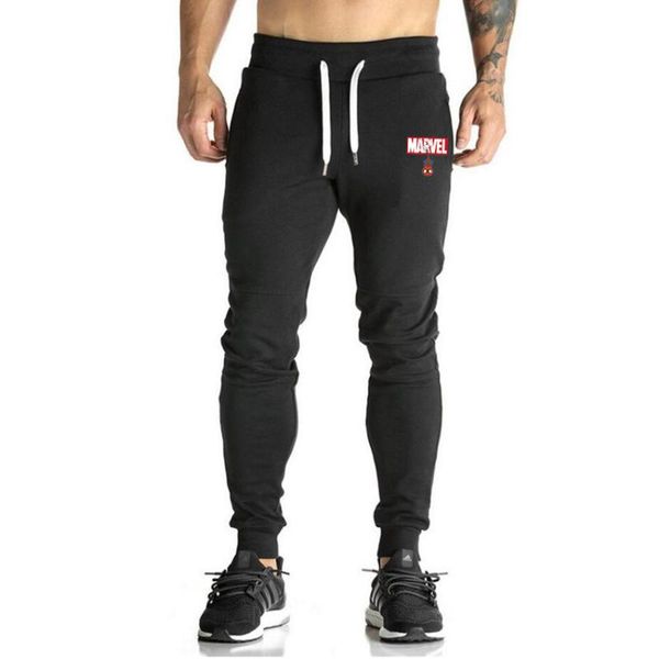 

marvel joggers мужчины sweatpants свабодного кальсон мужские тощий брюки спортивные клубы спортивные штаны осень повседневная pant человек-п, Black