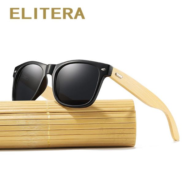 

elitera brand classic wood polarized sunglasses men women square wooden sun glasses bamboo eyeglasses lunettes de soleil homme, White;black