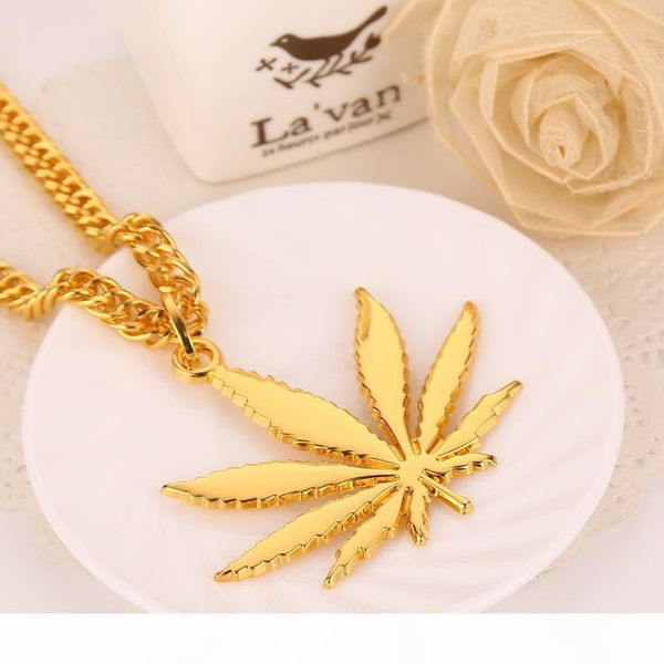 

metal 18k gold plated fashion maple tree leaves pendant long chain necklaces street dance hipsters hip hop jewely mens women, Silver