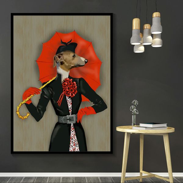 

retro classy lion tiger elephant wolf horse wall art posters and prints animal wearing a hat canvas painting wall pictures decor