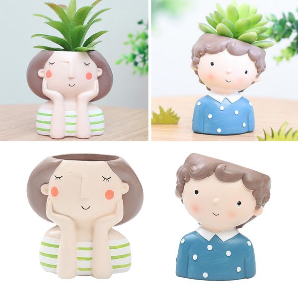 

2x small resin plant pots bonsai flower pot garden outdoor indoor decorative