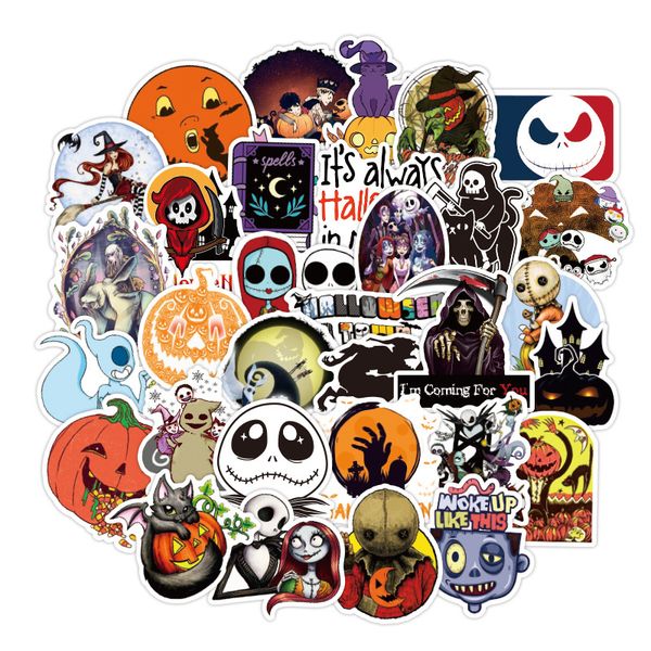 

50pcs/set halloween new small waterproof sticker for laptravel case bike skateboard