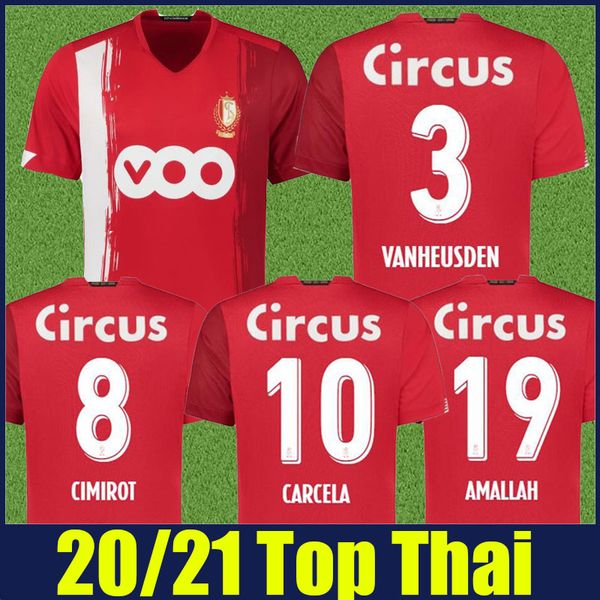 

2020 2021 belgian standard liege soccer jerseys home red shirt cimirot vanheusden football jersey les rouches carcela avenatti shirts 20/21, Black;yellow