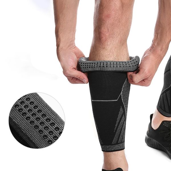 

useful sport protective calf compression sleeve 1pcs professional running basketball safety durable football gear, Black