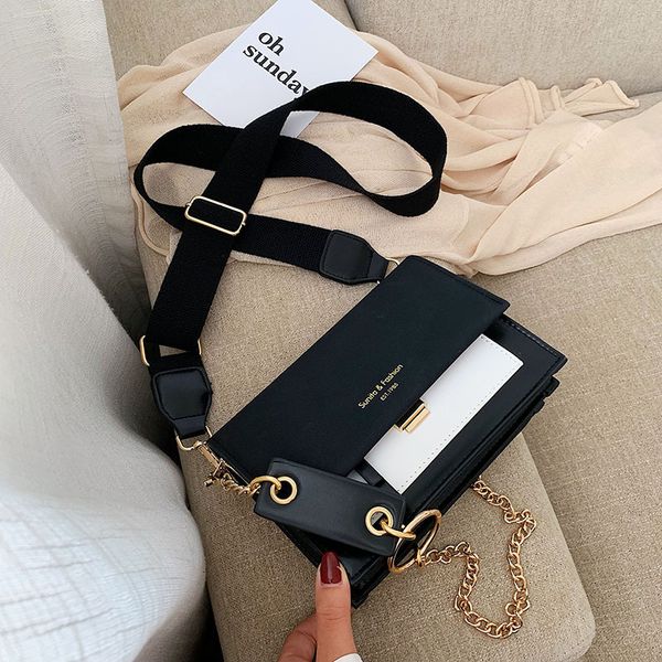 

designer handbags scrub leather contrast color crossbody bags for women 2020 chain messenger shoulder bag ladies purses