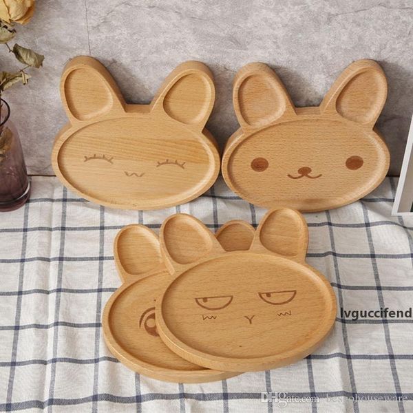 

rabbit mood wooden food plate kitchen tools cartoon rabbit shape 4 styles dinner tray eco-friendly fruit snack children baby bowl bh0395 tqq