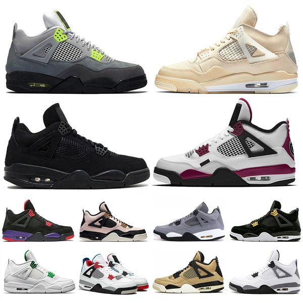 

new travis scott cactus jack 4 jumpman 4s neon sail men women basketball shoes black cat bred athletics mens womens trainers sports sneakers